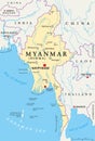 Myanmar Burma Political Map Royalty Free Stock Photo