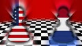 Myanmar Burma and United States of America Flag - Chessboard and Pawn Concept Ã¢â¬â 3D Illustrations