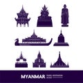 Myanmar travel destination vector illustration Royalty Free Stock Photo