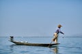 Myanmar fisher man on the Inle lake Royalty Free Stock Photo
