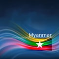 Myanmar flag background. Abstract myanmar flag in the blue sky. National holiday card design. Business brochure design. State