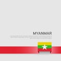 Myanmar flag background. State patriotic banner, cover. Ribbon color flag of myanmar on a white background. National poster.