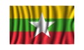 Waving Myanmar Flag in beautiful 3d Illustration