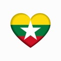 Myanmar flag heart-shaped sign. Vector illustration.