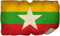 Myanmar Flag On Old Paper