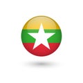 Myanmar flag round glossy