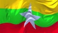 275. Myanmar Flag Waving in Wind Continuous Seamless Loop Background.