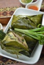 Myanmar cuisine leaf wrapped chicken rice