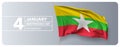 Myanmar happy independence day greeting card, banner vector illustration