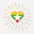 Myanmar heart with flag of the country.