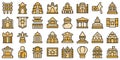 Myanmar icons set outline vector. Burma yangon