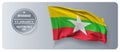 Myanmar independence day vector banner, greeting card.