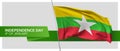 Myanmar independence day vector banner, greeting card.