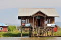 Myanmar Inle lake floating rural house Royalty Free Stock Photo