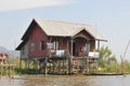 Myanmar Inle lake floating rural house Royalty Free Stock Photo