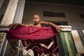 Myanmar - morning ablutions inside a buddhist temple Royalty Free Stock Photo