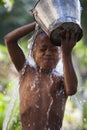 Myanmar - morning ablutions inside a buddhist temple Royalty Free Stock Photo