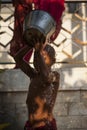 Myanmar - morning ablutions inside a buddhist temple Royalty Free Stock Photo