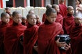 Myanmar novice monks in line