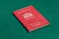 Myanmar passport on green table
