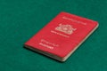 Myanmar passport on green table