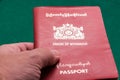 Myanmar passport in hand