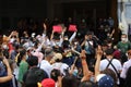 Myanmar protesters joined thai protesters protest at Pathumwan Intersection