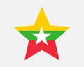 Myanmar Star Flag. Burma Star Shape Flag. Burmese Country National Banner Icon Symbol Vector Royalty Free Stock Photo