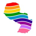 Paraguay swoosh silhouette rainbow map Royalty Free Stock Photo