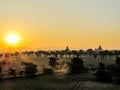 Myanmar temples at sunrise in the summer