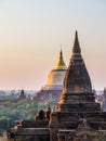 Myanmar temples at sunrise in the summer