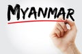 Myanmar text with marker