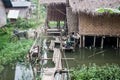 Myanmar Travel Images homes of poor people built shack like on edge of river Royalty Free Stock Photo