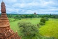 Myanmar Travel Images stupa dotted across rural landscape Royalty Free Stock Photo