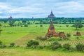 Myanmar Travel Images stupa dotted across rural landscape Royalty Free Stock Photo