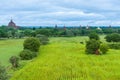 Myanmar Travel Images stupa dotted across rural landscape Royalty Free Stock Photo