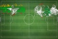 Myanmar vs Lebanon Soccer Match, national colors, national flags, soccer field, football game, Copy space