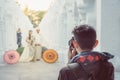 Myanmar wedding photography. A Burmese couple in a tradition dress that was photographed by a wedding photographer and his