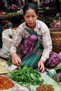Myanmar woman selling vegetables at the market