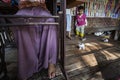 Myanmar - a woman tailer during daily work Royalty Free Stock Photo