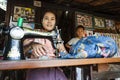 Myanmar - a woman tailer during daily work Royalty Free Stock Photo