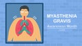 Myasthenia gravis is neuromuscular disease that leads to make muscle weakness. These include eyes, face, and swallowing.