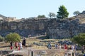 Mycenae, Greece, October 05 2019 Tourists of various nationalities visiting the archaeological Royalty Free Stock Photo