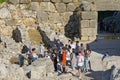 Mycenae, Greece, October 05 2019 Tourists of various nationalities visiting the archaeological site Royalty Free Stock Photo