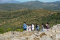 Mycenae, Greece, October 05 2019 Tourists of various nationalities visiting the archaeological site Royalty Free Stock Photo