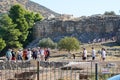 Mycenae, Greece, October 05 2019 Tourists of various nationalities visiting the archaeological site Royalty Free Stock Photo