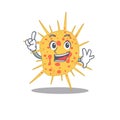 Mycobacterium kansasii mascot character design with one finger gesture