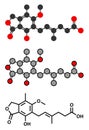 Mycophenolate (mycophenolic acid) immunosuppressive drug molecule. Used to prevent transplant rejection and in treatment of