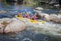 Family kayaking on the river. Rafting on the Southern Bug River
