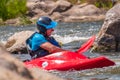 Myhiya, Ukraine - August 17, 2019: Kayaking freestyle on whitewater